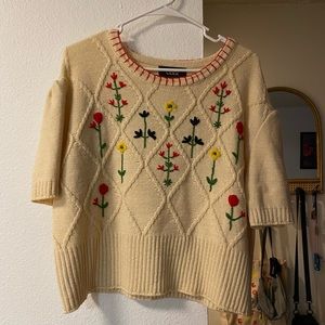 Floral Embroidered Sweater Top